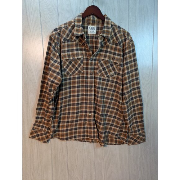Ariat Retro Fit Long Sleeve Button Down Pearl Snaps Western Plaid Shirt Mens XL - Picture 1 of 7